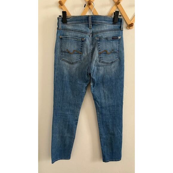 7 For All ManKind Jeans Women's 27 Roxanne Ankle Skinny Blue Denim Embroidered - Picture 9 of 14